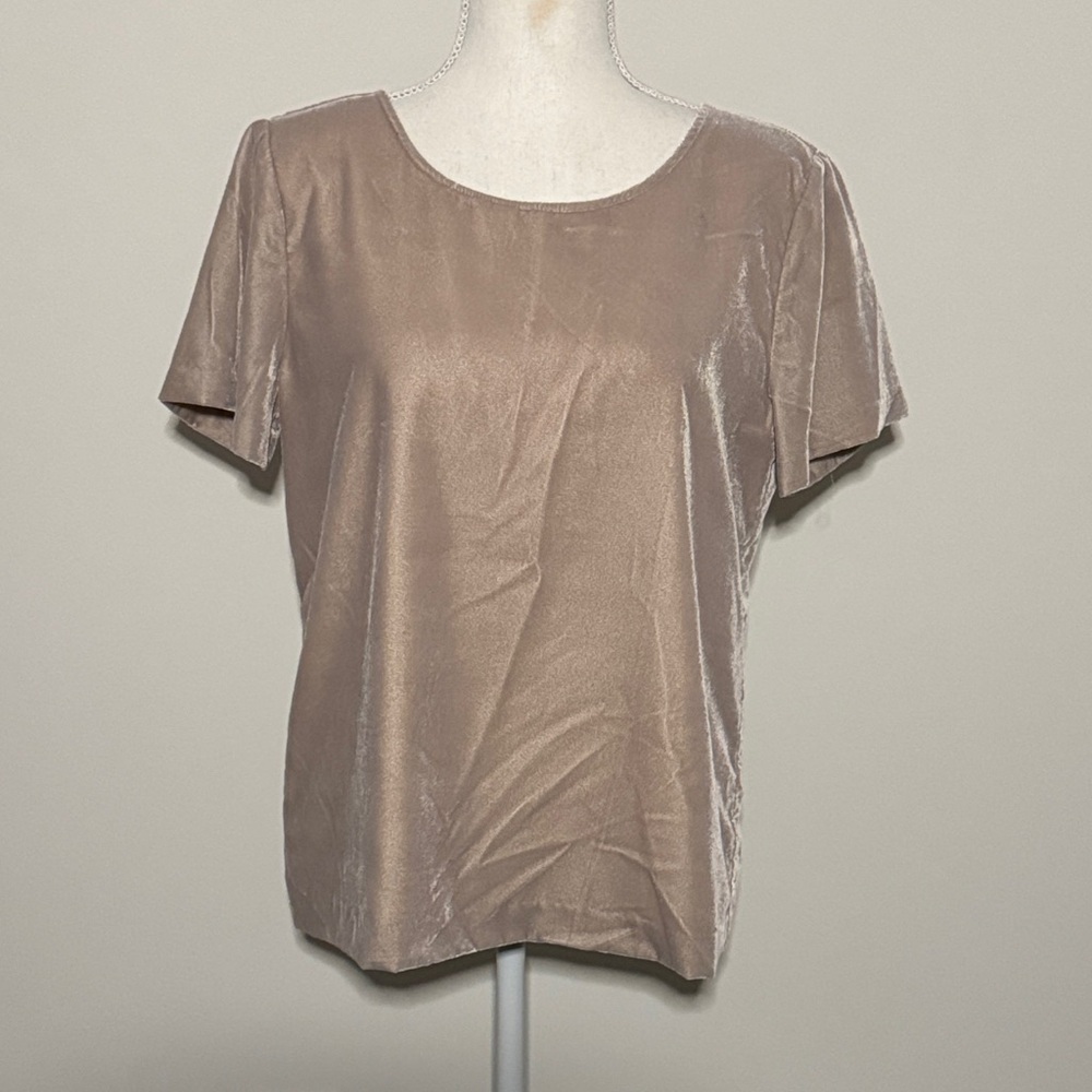 J. Crew Velvet T-Shirt Blouse in Pink Size Small